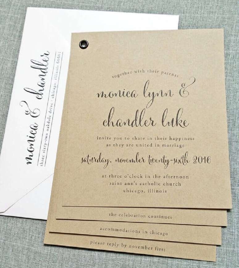 43. Para os modelos rústicos de convite de casamento simples e barato é muito importante saber escolher o papel correto – Foto: Jean Selmemo To Culture.