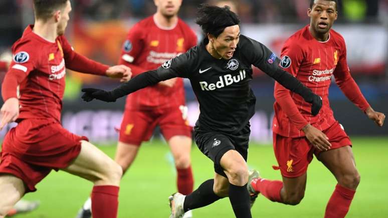 Minamino está na mira do Liverpool após boas apresentações na Liga dos Campeões (JOE KLAMAR / AFP)