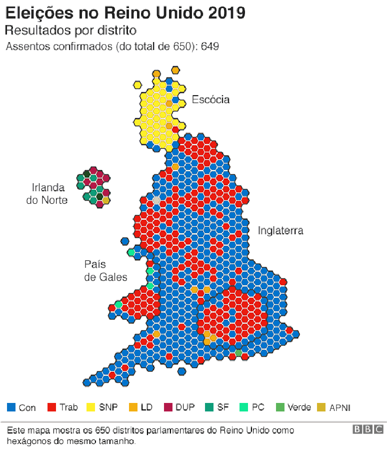 Mapa da eleição do Reino Unido