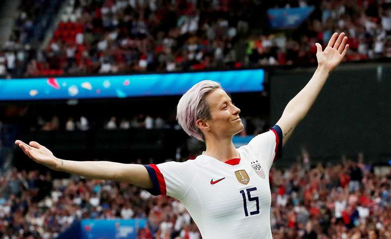 Megan Rapinoe durante as quartas de final da Copa do Mundo de futebol feminino entre Estados Unidos e França
28/06/2019  REUTERS/Benoit Tessier