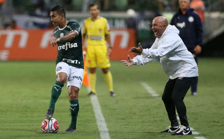 O técnico Jorge Sampaoli recebe elogios dos jogadores do Palmeiras (Cesar Greco/Agência Palmeiras/Divulgação)