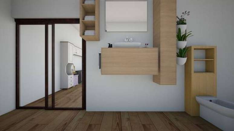 25. Banheiro com diferentes tipos de cactos. Projeto por Eduarda Ferreira