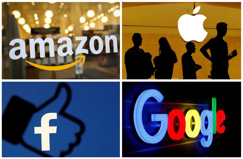 Logotipo de Amazon, Apple, Facebook e Google.    REUTERS/File Photos 