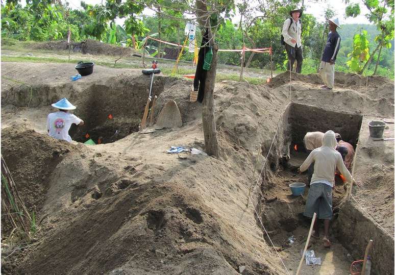 Escavações realizadas em Ngandong em 2010