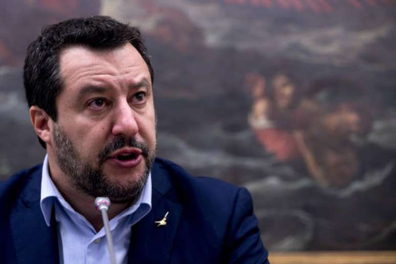 Matteo Salvini durante a apresentação de um livro em Roma, capital da Itália