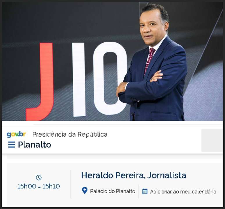 O apresentador Heraldo Pereira ganhou espaço na agenda oficial de Bolsonaro