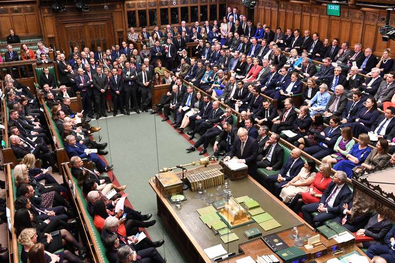 Premi&ecirc; brit&acirc;nico, Boris Johnson, fala durante debate no Parlamento do Reino Unido
19/12/2019
Parlamento Brit&acirc;nico/Jessica Taylor/Divulga&ccedil;&atilde;o via REUTERS
