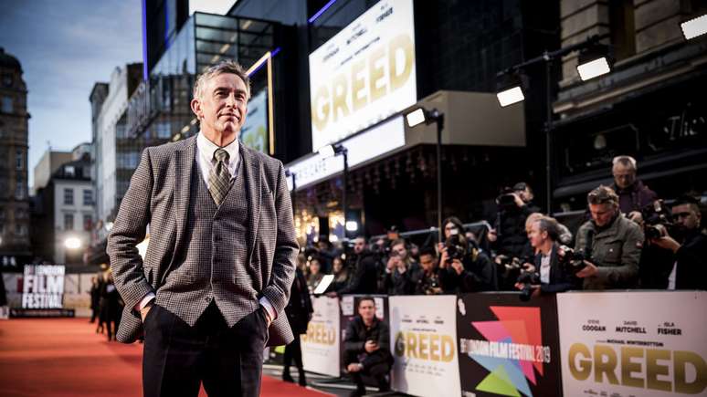 Steve Coogan na estreia de Greed, no Festival de Cinema de Londres
