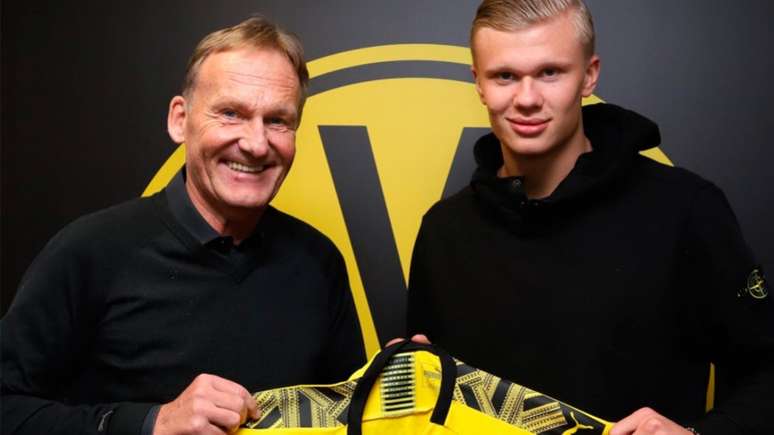 Haaland é anunciado e apresentado como novo reforço do Borussia Dortmund (Foto: Divulgação Twitter @BVB)