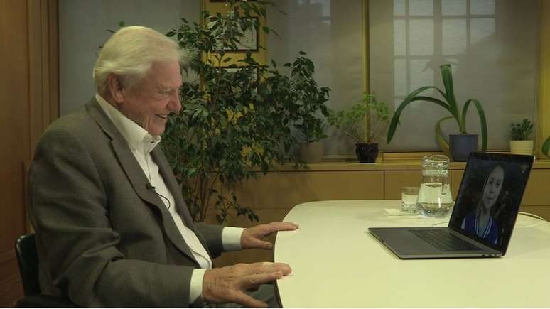 Greta conversou por Skype com o apresentador e naturalista brit&acirc;nico David Attenborough