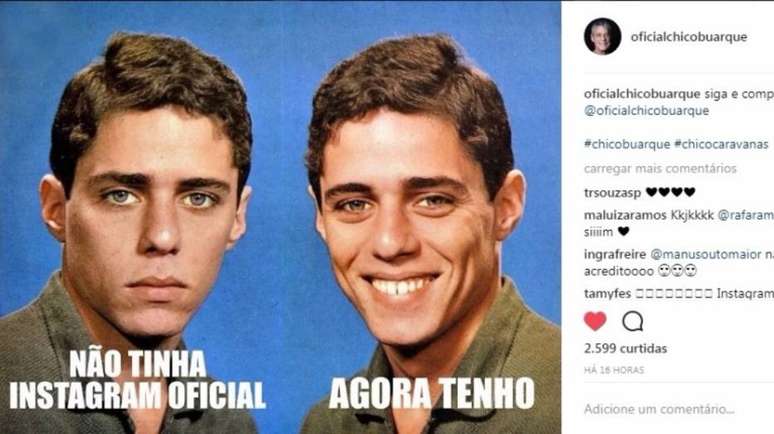 Chico Buarque usou seu próprio meme para anunciar a nova conta no Instagram 