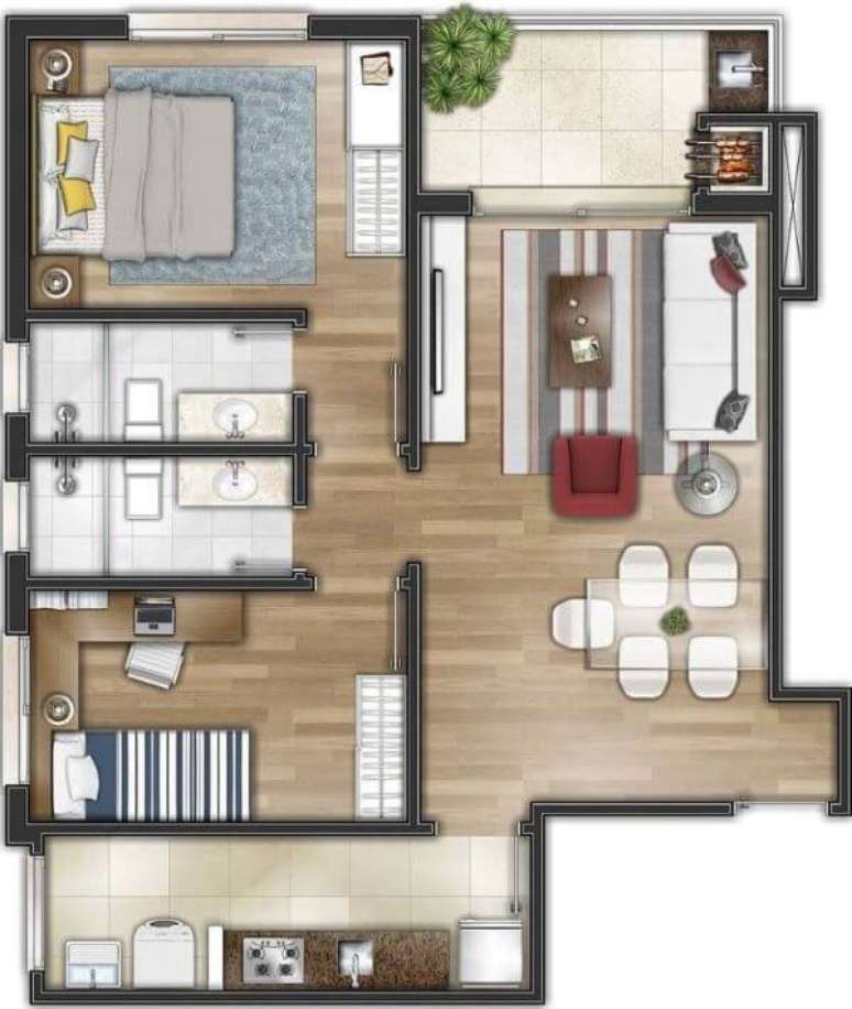 24. Plantas de casas simples com 2 suítes – Por: Arquinews Raphael Rodrigues