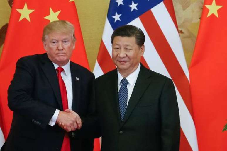 Donald Trump e Xi Jinping durante encontro em novembro de 2017