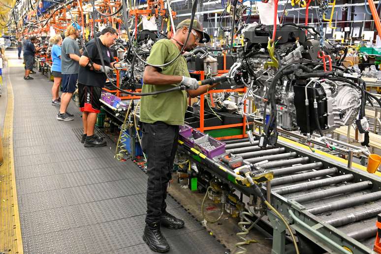 Linha de montagem na f&aacute;brica da General Motors (GM) em Spring Hill, Tennessee, EUA. 22/08/2019. REUTERS/Harrison McClary