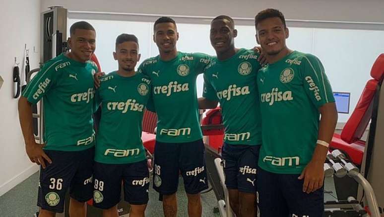 Lucas Esteves, Alan, Wesley Ribeiro, Patrick de Paula e Gabriel Menino na pré-temporada do Palmeiras