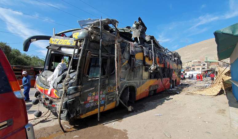 Ônibus destroçado após acidente que deixou vários mortos no Peru
06/01/2020
REUTERS/Javier Santiago