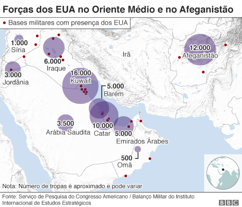 gr&aacute;fico sobre a presen&ccedil;a americana no Oriente M&eacute;dio