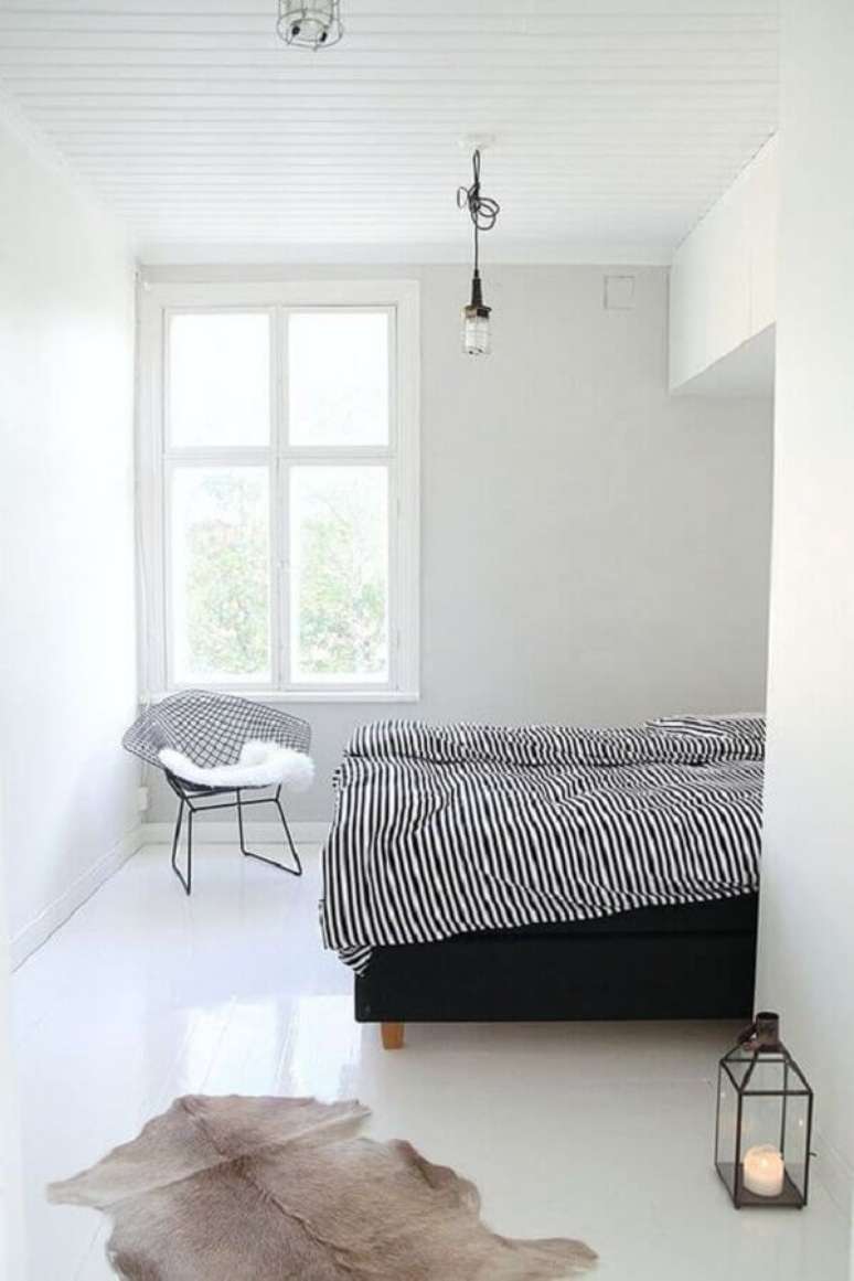 53. Tapete de couro para decoração de quarto minimalista – Foto: Studio Paradissi