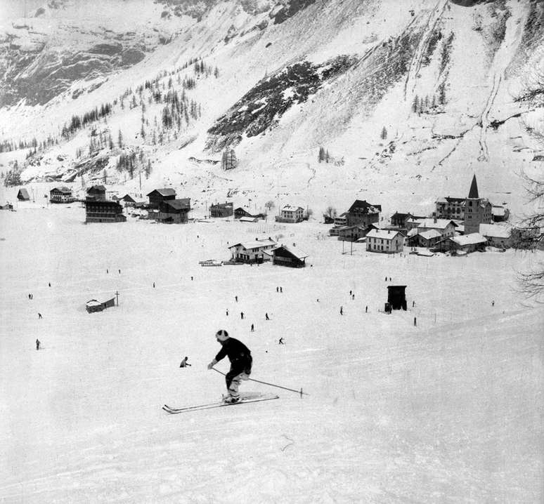 Val d'Isère em 1938; foi nesse resort de esqui que Huguette e Marion Müller se abrigaram