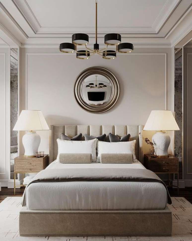 57. Neste quarto, a sanca de isopor &eacute; usada de muitas formas. Projeto de Luxo Quarto