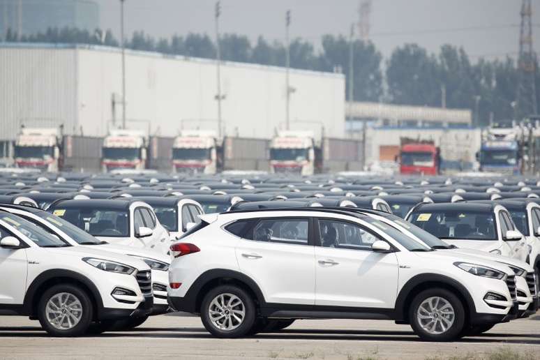Pátio com automóveis da Hyundai na China. 30/8/2017.  REUTERS/Thomas Peter 