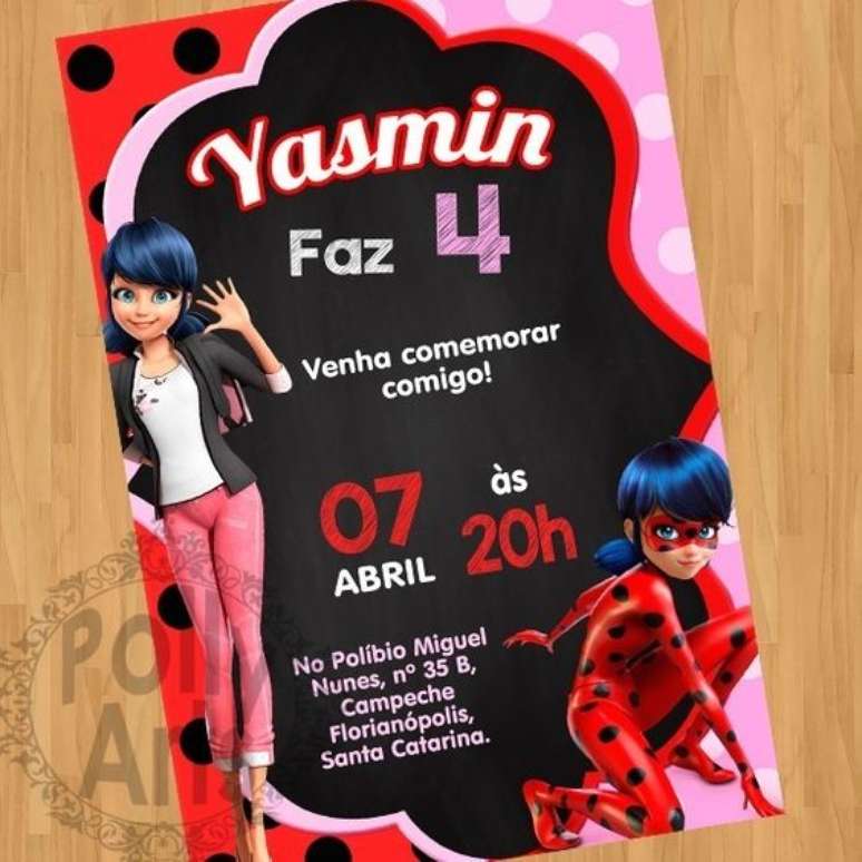 29. Convite de aniversário infantil ladybug – Foto: Polly Arts
