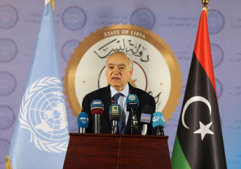Enviado da ONU para a Líbia, Ghassan Salame, durante uma entrevista coletiva em Trípoli, Líbia
06/04/2019
REUTERS/Hani Amara 