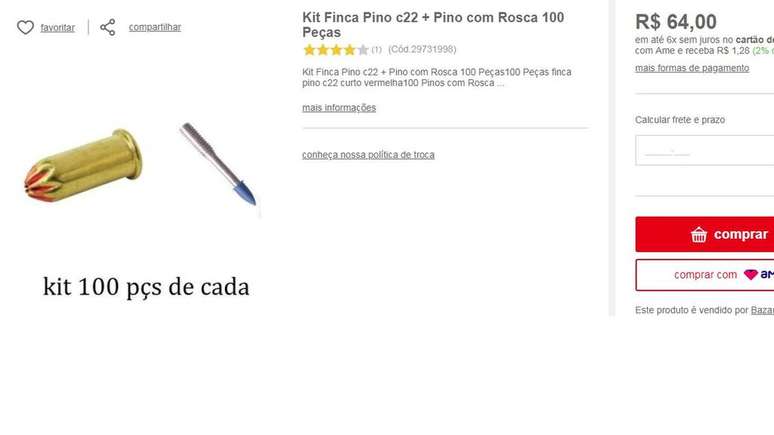 Finca pino, peças usadas para fixação em gesso e vendidas em lojas de materiais de construção, são usadas em tutoriais para fabricação de munição caseira