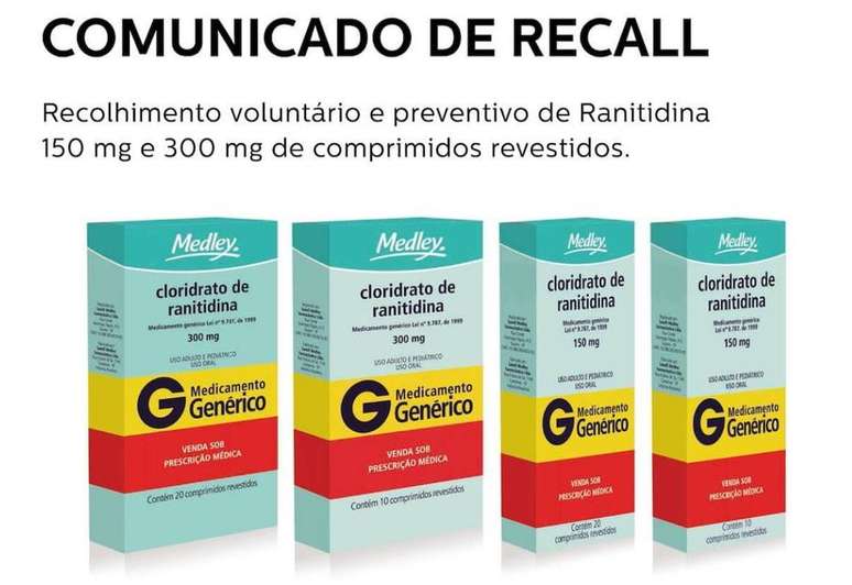 Medley anunciou o recolhimento voluntário do medicamento por possível contaminação com impureza que pode causar câncer em humanos