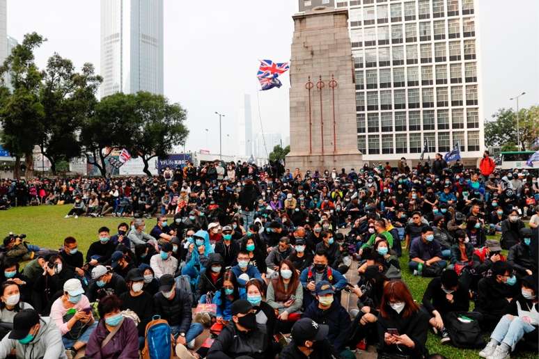 Manifestantes durante protesto em Hong Kong
19/01/2020 REUTERS/Tyrone Siu