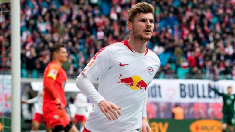 Os gols de Timo Werner levaram o RB Leipzig ao topo do Campeonato Alemão (Foto: AFP)