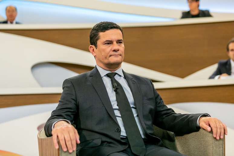 O ministro da Justiça e Segurança Pública, Sérgio Moro, em noite de participação no programa Roda Viva, da TV Cultura