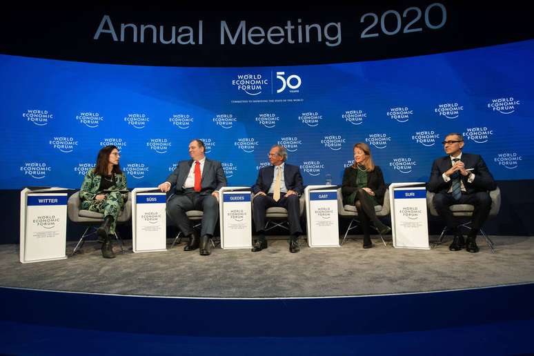 Lisa Witter (Alemanha); Michael Süss (Suíça); Paulo Guedes (ministro da Economia do Brasil); Alice Gast (Reino Unido); Rajeev Suri (Finlândia)
