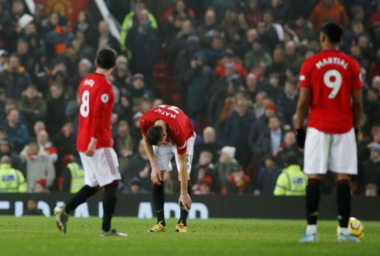 Jogadores do Manchester United durante derrita para o Burnley pelo Campeonato Inglês
22/01/2020 REUTERS/Phil Noble