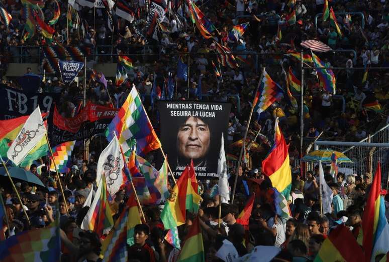 Manifestação em apoio ao ex-presidente da Bolívia Evo Morales
22/01/2020
REUTERS/Matias Baglietto