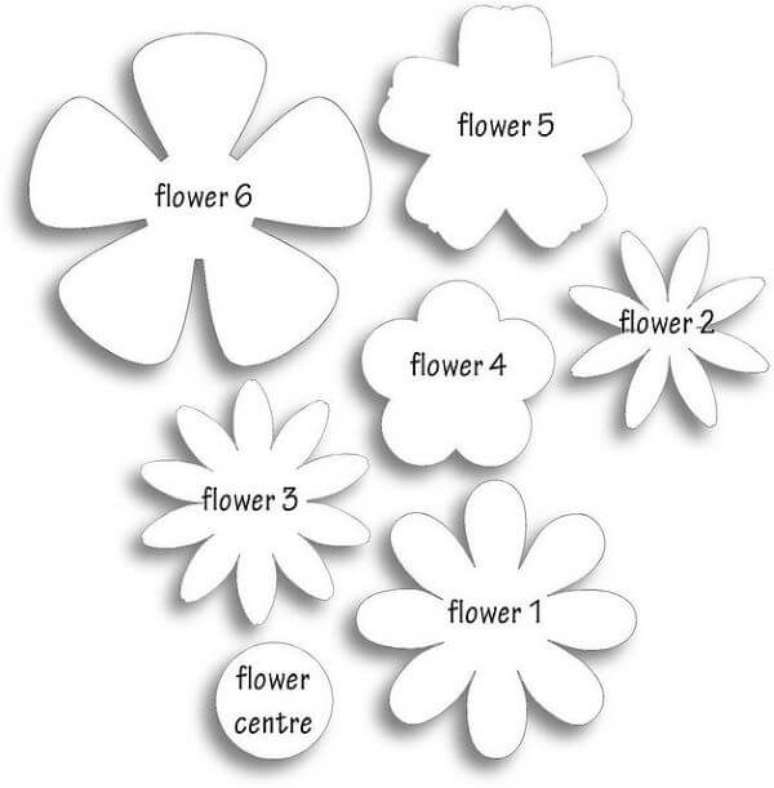 45. Diferentes moldes de flor de feltro – Foto: Pinterest