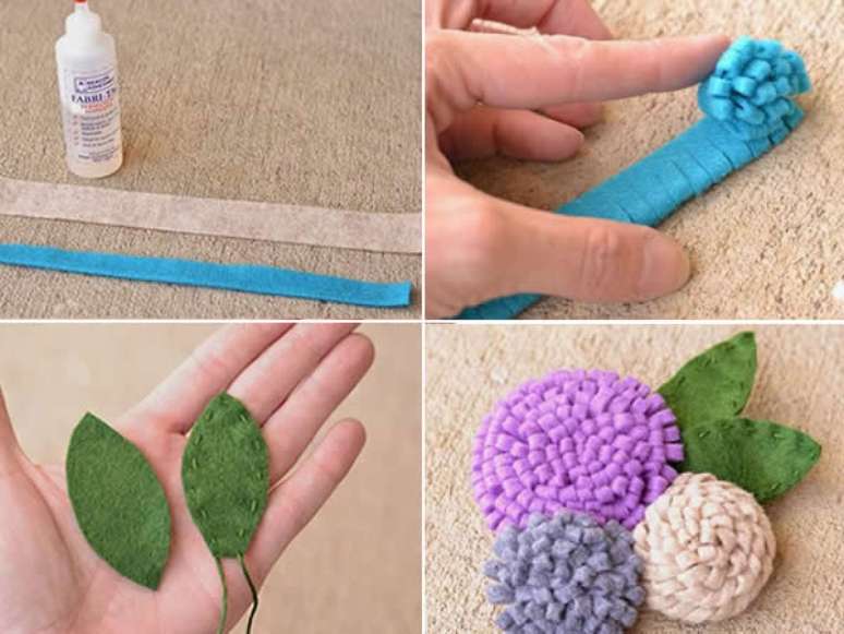 64. Flor de feltro simples de fazer &ndash; Via: Pinterest