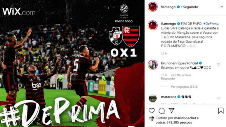 "Oto patamá": Após o clássico, Bruno Henrique comentou a frase que bombou em 2019 (Reprodução/ Instagram)