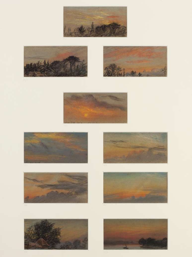 Dez esboços do pôr do sol em Chelsea, pintados em 8 de setembro de 1883 por William Ascroft