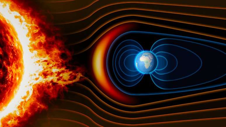 O campo magnético da Terra a protege dos perigosos ventos solares.