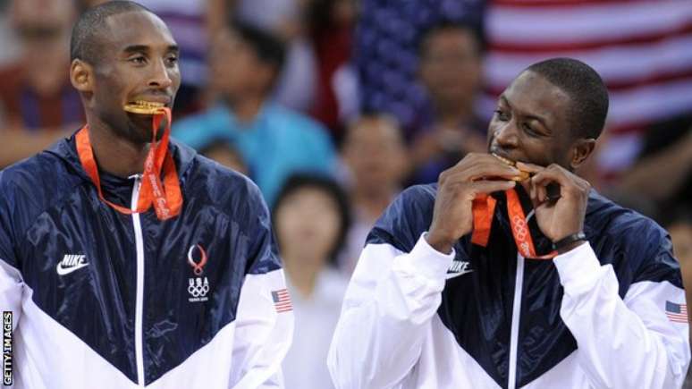 Por duas vezes Kobe Bryant ganhou medalha de ouro olímpico como integrante dos chamados Dream Team dos EUA