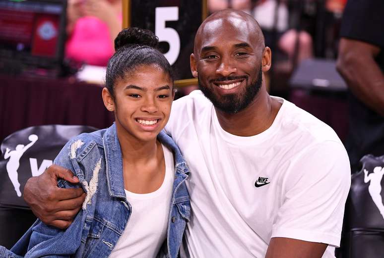 Kobe Bryant e a filha Gianna em uma partida de basquete em Las Vegas
27/07/2019
Stephen R. Sylvanie-USA TODAY Sports