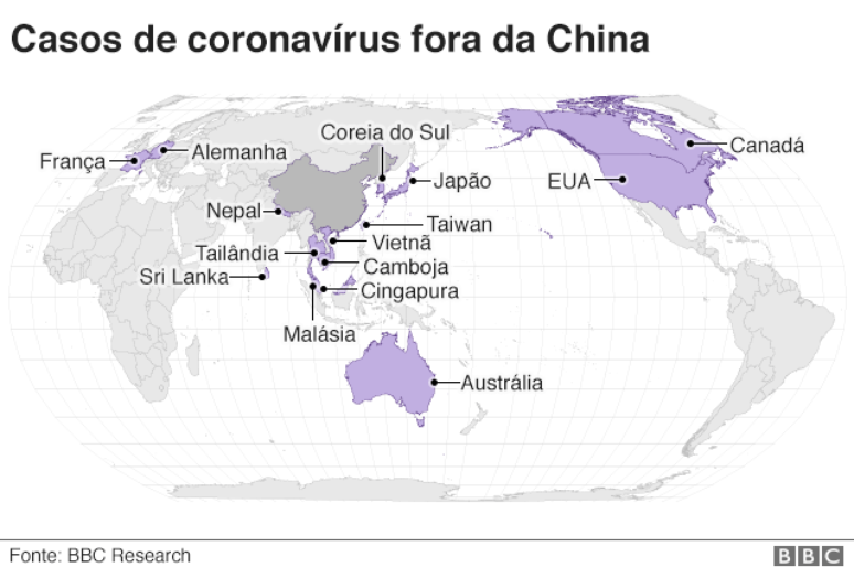 Casos de coronavírus fora da China