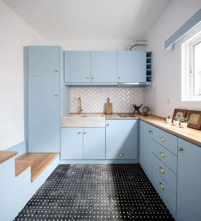 71. Cores para cozinha azul – Foto: Casa Vogue