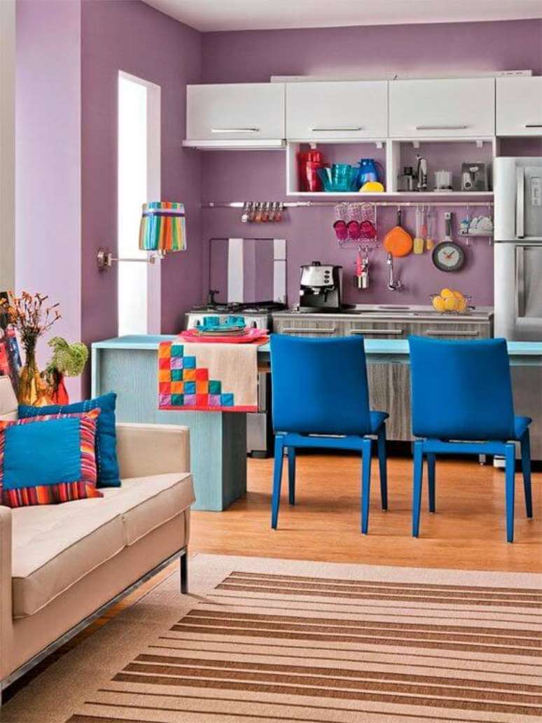7. Cores para cozinha azul e lilás – Foto: Casa Abril