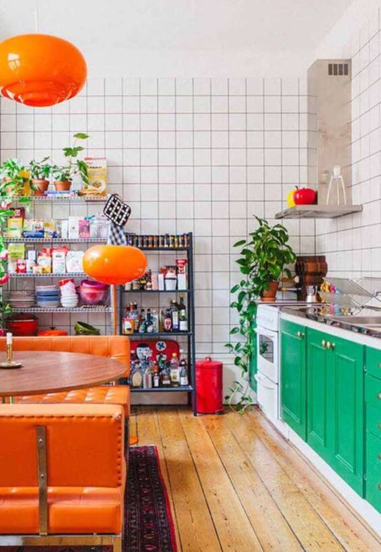 43. Cores para cozinha verde e laranja – Via: Decor Fácil