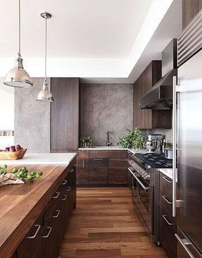 49. Cores para cozinha marrom com cinza – Foto: Trend House