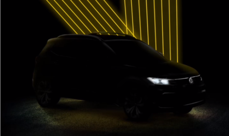 Teaser do novo Volkswagen que será apresentado no Salão de Nova Déli.