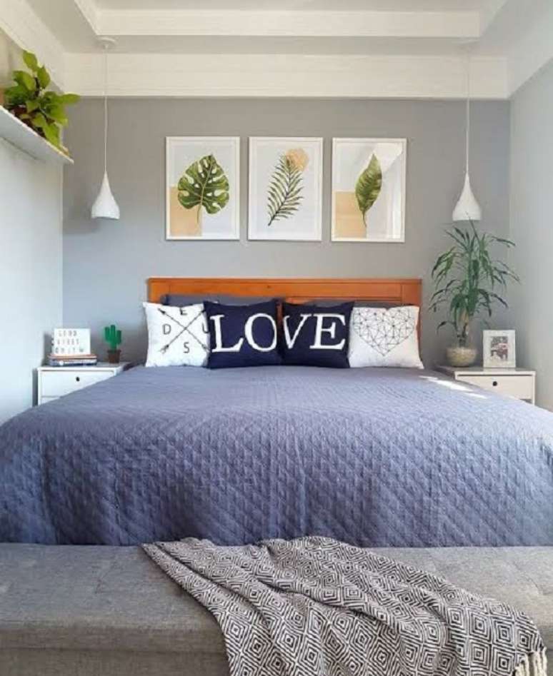 76- Quadros para quarto com desenho de folhas. Fonte: Pinterest