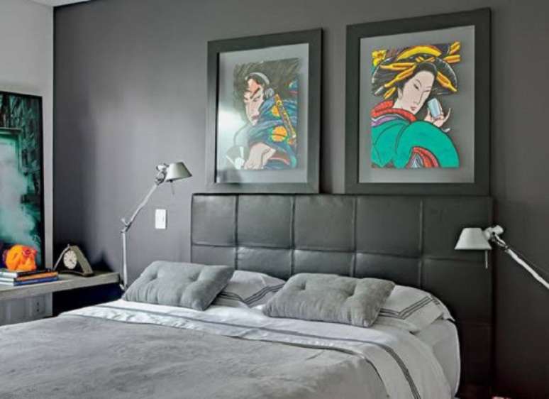 72- Quadros para quarto com moldura preta. Fonte: Decorando Casas